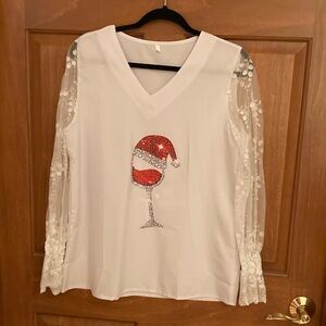 White Top with Red Santa Hat Design